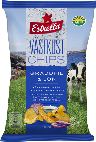 Estrella Västkust Gräddfil & Lök 180g 18st