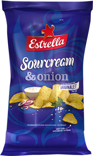 Estrella "Stor påse" Sourcream & Onion 18 X 275g.