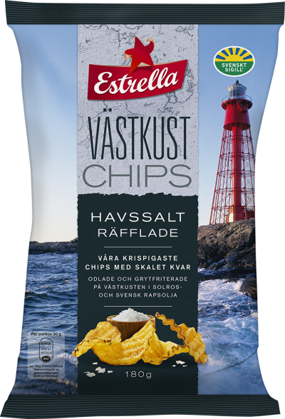 Estrella Västkustchips Havssalt Räfflade 180g 10st