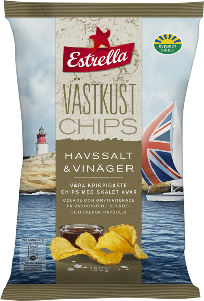 Estrella Västkustchips Havssalt & Vinäger 180g 10st