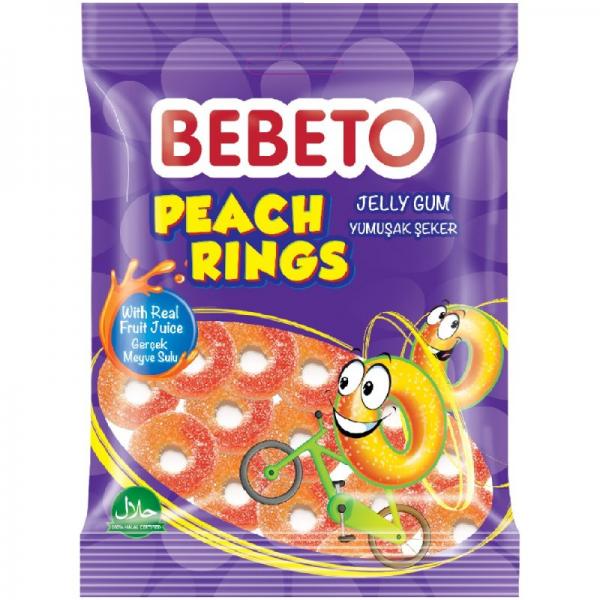 Bebeto Peach Rings 12x80g  (Köp 6 betala för 5)