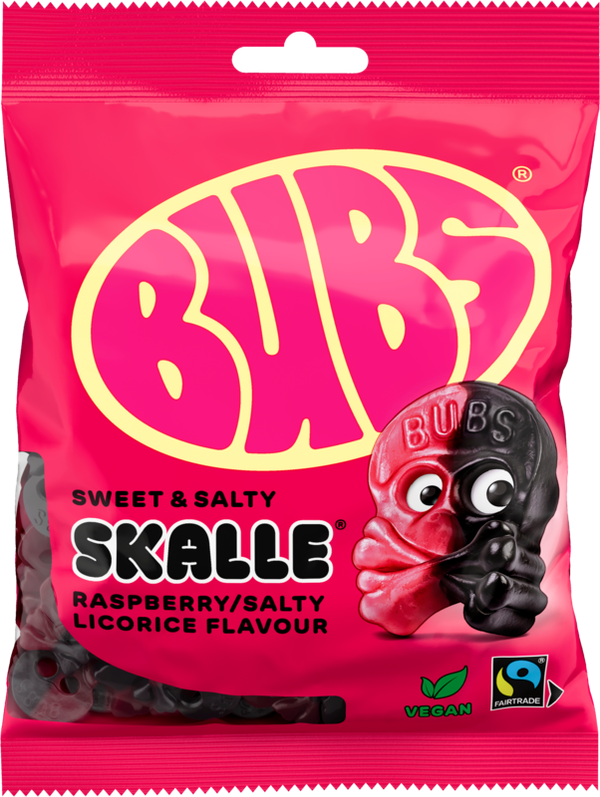 BUBS Raspberry Salty Licorice Skalle 12x155g