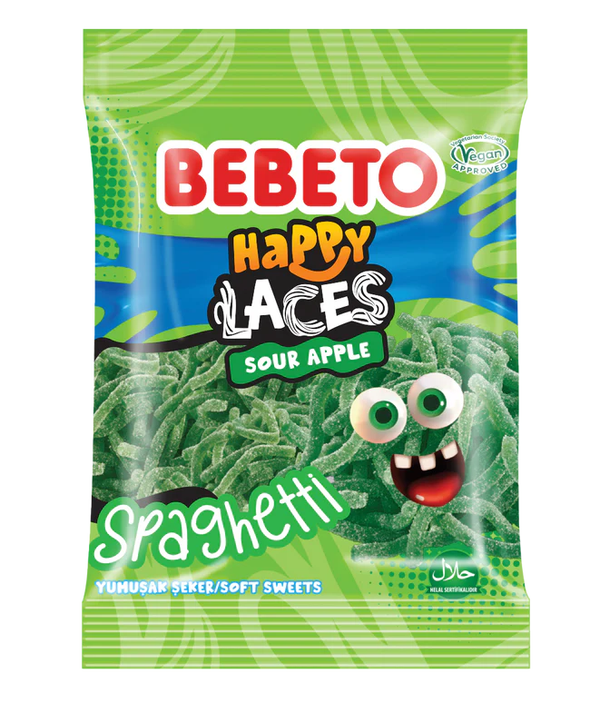 Bebeto Spaghetti Sour Apple 12x80g  (Köp 6 betala 5)