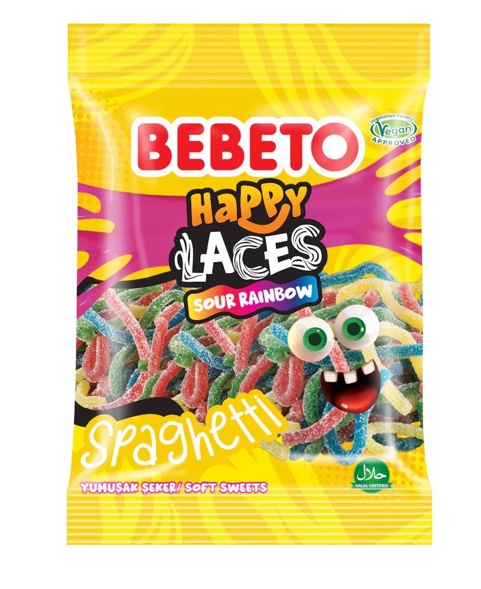 Bebeto Spaghetti Sour Rainbow 12x80g (Köp 6 Betala 5)