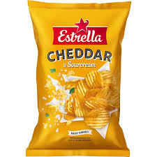 Estrella "Stor påse" Cheddar & Scr Chips 18 X 275g.