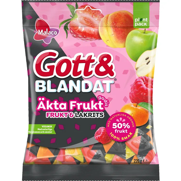 Malaco Gott & Bl.Äkta Frukt & Lakrits 100g
