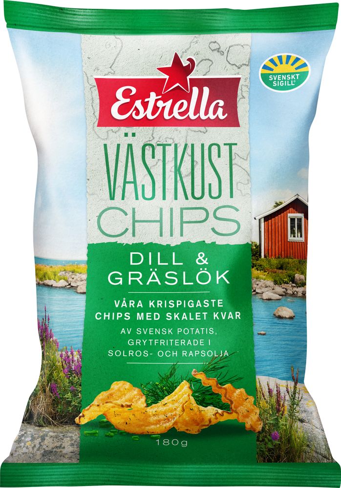 Estrella Västkustchips Dill & Gräslök 180g 10st
