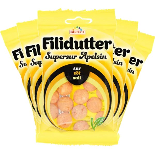 Konfekta Filidutter Supersur Apelsin 20x65g